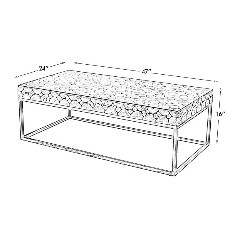 17 Stories Rectangle Coffee Table Wood Slice Top Stainless Base